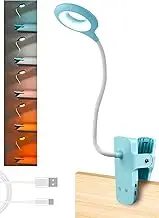 National Lighting Dimmable LED Clip On Light - 4.5W Touch Control LED Lamp with Flexible Neck & Strong Clamp - 5 Colours & Brightness Levels, USB Rechargeable Desk Light - Blue