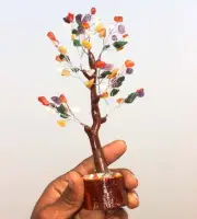 75 + Carnelian+Amethyst+Crystal Gemstones Golden Branches Bonsai Tree Decor N807