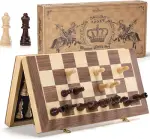 Upgraded Magnetic Chess Set, 15" Tournament Staunton Wooden Chess Board Game Set