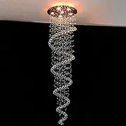 K9 Crystal Chandelier for Entrance,Spiral Crystal Chandelier,GU10 Bulb Stainless Steel Base Large Chandelier for High Ceiling,Modern Chandelier for Foyer,Staircase, 5 light/50 * 180cm