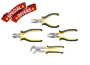 Yamoto CV Plier Set 4 Piece Long Nose/Combination Pliers Diagonal Nippers Wrench