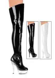 Pleaser KISS-3010 6 Inch Stiletto Heel Platform Thigh Boot
