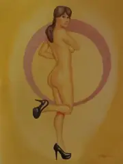Female figure drawing nude pastel chalk artist Jerome Cadd Warm Gold