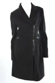 NEW $600 BCBGMAXAZRIA WOOL BLEND COAT BLACK M