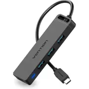 Vention 5-in-1 USB-C Hub with Power Supply Port - Black 4x USB 3.0 - 1m - ABS Type [TGKBF]