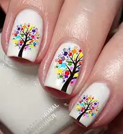 Rainbow Owl & Tree Nail Art Decal Sticker