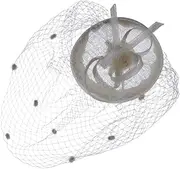 [WRITWAA] Flax Yarn Mesh Headdress Wedding Headdress for Brides for Parties (White)