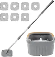 AwObEpl Spin Mop and Bucket Set with 8 Microfiber Replaceable Mop Pads Rotatable Mop and Bucket Set for Cleaning Home Tiles Floors Walls