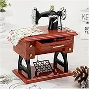 Vintage Sewing Machine Shaped Unique Music Box Mini Sewing Machine Music Box, Retro Classical Treadle Mechanical Clockwork Musical Table Desk Decoration for Sewing/Music Lovers