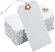 100pcs Large Price Tags with Elastic String White Hang Paper Tags with String Attached Reinforced Hole Writable Price Tags Inventory Tags Gift Tags 4.76''×2.36''