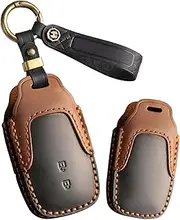 ontto Car key fob cover fit for Toyota Corolla Cross Yaris GR Cross Hybrid CHR RAV4 Prius Hilux leather key holder handmade contrast color Shell case keyring keychain Accessories 2 buttons Black B