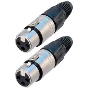2x Neutrik NC3FX XLR 3-Pin Female Pro Audio Connector Microphone Silver Contacts