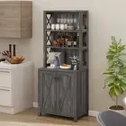 6-Tier Kitchen Pantry Farmhouse Wine Storage Cabinet Coffee Bar Adjustable Shelf
