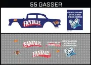 Hot Wheels (1/64), 55 Gasser "Fantales" Waterslide, Printed White First, Decals
