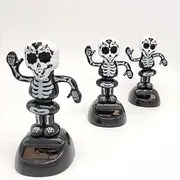 3Pack Dancing Skeletons Car Dashboard Decorations, Halloween Solar Powered Dancing Toys, Skeleton Dashboard Bobble, Halloween Decorations Solar Dancing Bobble Skeleton Shaking Head Figurines