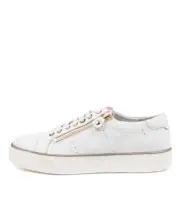 Django & Juliette Froggy White Leather Lace Up Sneaker Smart Casual Shoes Womens