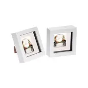 Nicola Spring 2 Piece 4 x 4 3D Shadow Box Photo Frame Set - Craft Display Picture Frame with 2 x 2 Mount - White