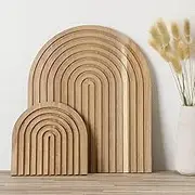 2 Pcs Decorative Wood Cutting Board Wooden Rainbow Decor Boho Kitchen Decor Serving Trays Cutting Chopping Block for Home Kitchen Farmhouse Decoration Wall Shelf Mantel(Wood Color,Acacia)