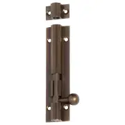 10cm Plain Barrel Bolt, Antique Brass