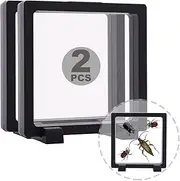 2 Set 7.1 Inch 3D Floating Display Frame Case for Jewelry, YITOU Challenge Coin Display Stands Case Holder for Fossil, Rock, Gemstones, Megladon Tooth, Specimens, Floating Frame Case