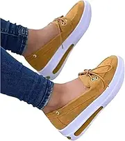 BBPM Comfy Elegant Orthopedic & Extremely Soft Shoes Casual Comfy Clogs Platform Suede Slip On Sandals Flat Mule Round Toe Loafer Shoes Beach Travel Walking Shoes,Yellow,EU41/US9