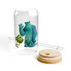 Disney Monsters Inc Sipper Glass with Bamboo Lid & Straw, Mike Wazowski & Sully