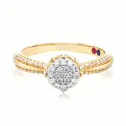 London 9ct Yellow Gold Round Brilliant Cut 1/4 CARAT tw of Diamonds Ring