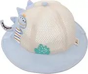 [DEARMAMY] 1Pc Cartoon Dinosaur Mesh Sun Hat for Boys and Breathable Sun Cap with Wide Brim for Outdoor Activities and Beach Circumference Blue