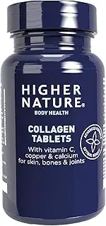 [Higher Nature] Collagen Tablets - Hydrolysed Marine Collagen - Vitamin C - Calcium for Bone Support - Responsibly Sourced - 90 Tablets
