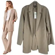 NEW Eileen Fisher Flex Tencel Ponte Notch Collar Jacket Light Tan Women Size 2X