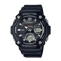 在飛比找ETMall東森購物網優惠-【CASIO 卡西歐】CASIO 雙顯錶 樹脂錶帶 十年電力