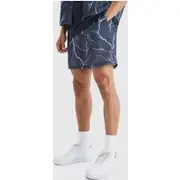 Mens Black Elasticated Waist Mesh Scuba Graphic Shorts