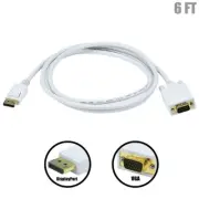 6FT DisplayPort Male to VGA Male Cable Mac Monitor w/ Gold Plated Connectors
