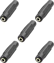 3.5mm Female to Female Adapter, tunghey 5pcs Gold Plated 3.5mm Stereo Jack to 3.5mm Audio Female to Female Adapter Connectors for Stereo Cable, Speakers and Headphones