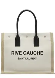 Saint Laurent Rive Gauche Small Canvas Tote, Canvas Bag, Natural One Size