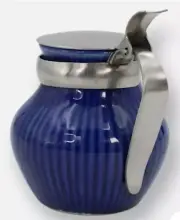 Rorstrand Gense Sweden Cobalt Blue Lidded Condiment/Mustard Pot/Jam Jar Vintage