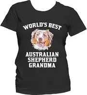 [VidiAmazing] Women's Aussie Shirt - World's Best Australian Shepherd Grandma Dog Graphic Women's T-Shirt by Really Awesome Shirts ds2277 T-Shirt