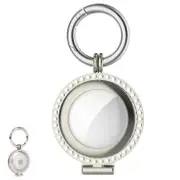 Metal AirTag Case e for Apple Bling Diamond AirTags Holder Anti Scratch Protective Cover-Silver