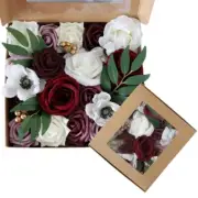 Artificial Flowers Box Roses with Stem for DIY Wedding Bouquets Centerpieces