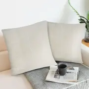 Farmhouse Throw Pillow Covers 18x18, Linen Boho Pillow Covers Set of 2,