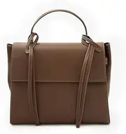 [X NIHILO] Bank Women’s Genuine Leather Handbag - Sophisticated Handbag with Gold Hardware, Padded Leather Top Handle, Adjustable Shoulder Strap, Modern Bag for Work & Travel - One Size Walnut
