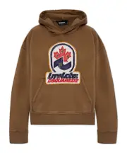 Dsquared2 Logo Patch Drop Shoulder Hoodie XXS,S,XS,M brown