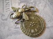 Clock Pendant Charm Pocket Watch Steampunk Vintage Style Bee Pendant 49mm