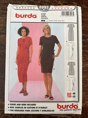 Burda 8993 UNCUT Sewing Pattern, Misses' Dress, Size 10-22