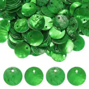 150-Pack Natural Flat Round Seashells, 15mm Drop Charm Beads [Grass Green]