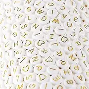 500 Pcs Acrylic Alphabet Letter Beads Gold On White Name Bracelets for Jewelry Making (goldonwhite) (goldonwhite)