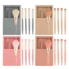1x Travel Makeup Brush Set Portable Make up Brushes with Storage Case & Mirror