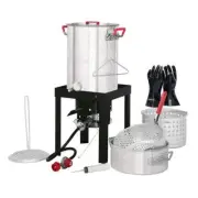 CreoleFeast Turkey Fryer 30-qt 50000-Btu w/ High Heat-Resistant Gloves + Stand