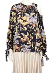Floral Print Drape Blouse