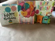 Assortment of 9 Hand Crafted Multicolored Diamond Art Birthday Cards & Envelope